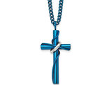 Men's Stainless Steel Blue Cross Necklace with Chain